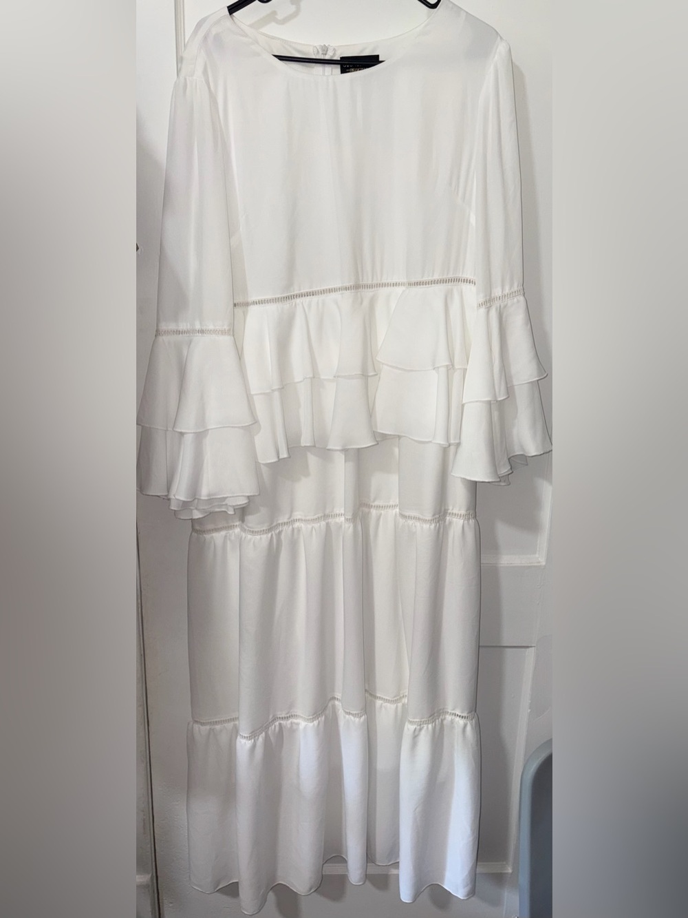 Giovanna Signature 14W White Tiered Ruffle Midi Maxi Dress Plus Size